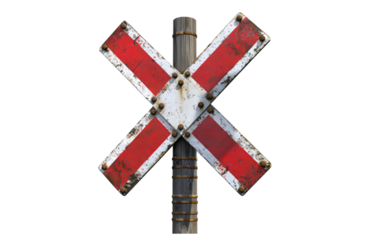 Rail road crossing sign isolated on transparent background