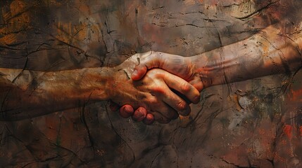 Partners shaking hands  Mixed media : Generative AI