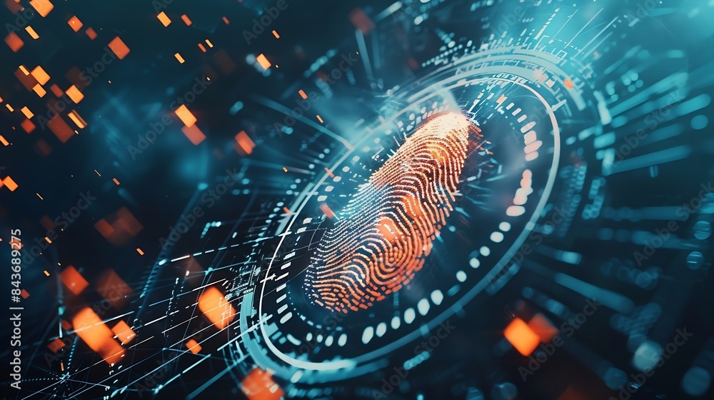 Fototapete fingerprint scan provides security access with biometrics identification business technology safety 