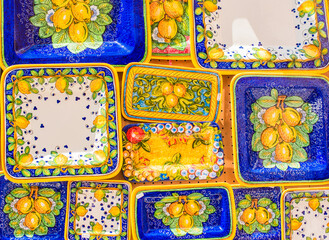 Vacation in Italy. Touristic places, enjoying shops and ceramics. Inspiration Amalfi coast.  © T.Den_Team