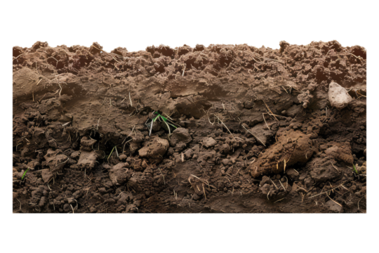 Soil border side view isolated on transparent background