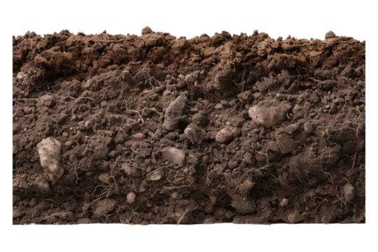 Soil border side view isolated on transparent background