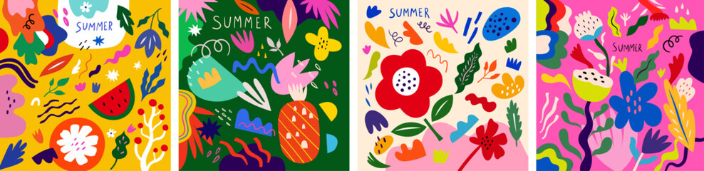 Summer colourful backgrounds. Beautiful bright spring, summer wallpapers, posters, covers, cards with flowers, leaves, floral bouquets, flower compositions.	