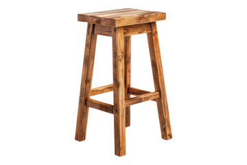 Tall wooden bar stool isolated on transparent background