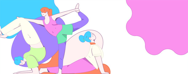 Practicing yoga, physical and mental health, flat vector character concept, operation hand drawn illustration
