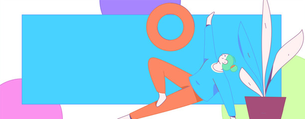 Practicing yoga, physical and mental health, flat vector character concept, operation hand drawn illustration
