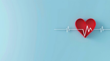Heart with EKG pulse medical theme