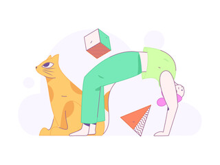 Practicing yoga, physical and mental health, flat vector character concept, operation hand drawn illustration
