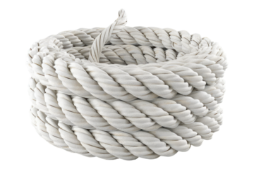 White rope roll isolated on transparent background