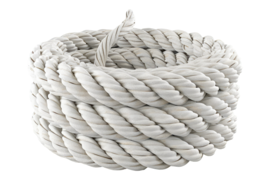White rope roll isolated on transparent background