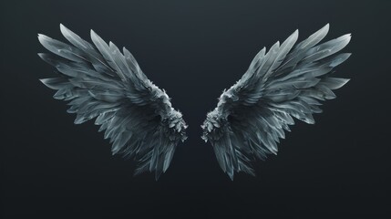 Fototapeta premium Cute pair of angel wings over plain background