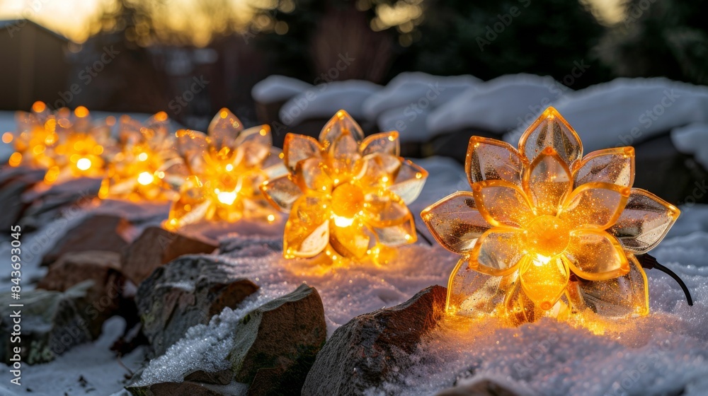 Poster transform your backyard into a snowy wonderland with a sparkling display of snowflake projections, s