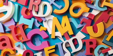 Colorful Alphabet Collage: Creative Handmade Paper Artwork for Kids' Classroom Decor and 4K HD Background