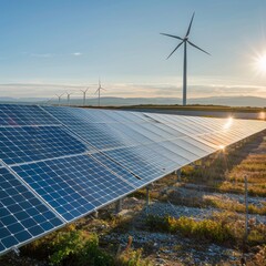 solar panels and turbines