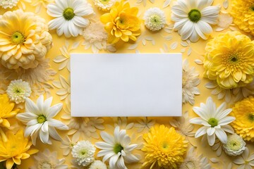 Obraz premium Elegant blank business card on yellow floral background