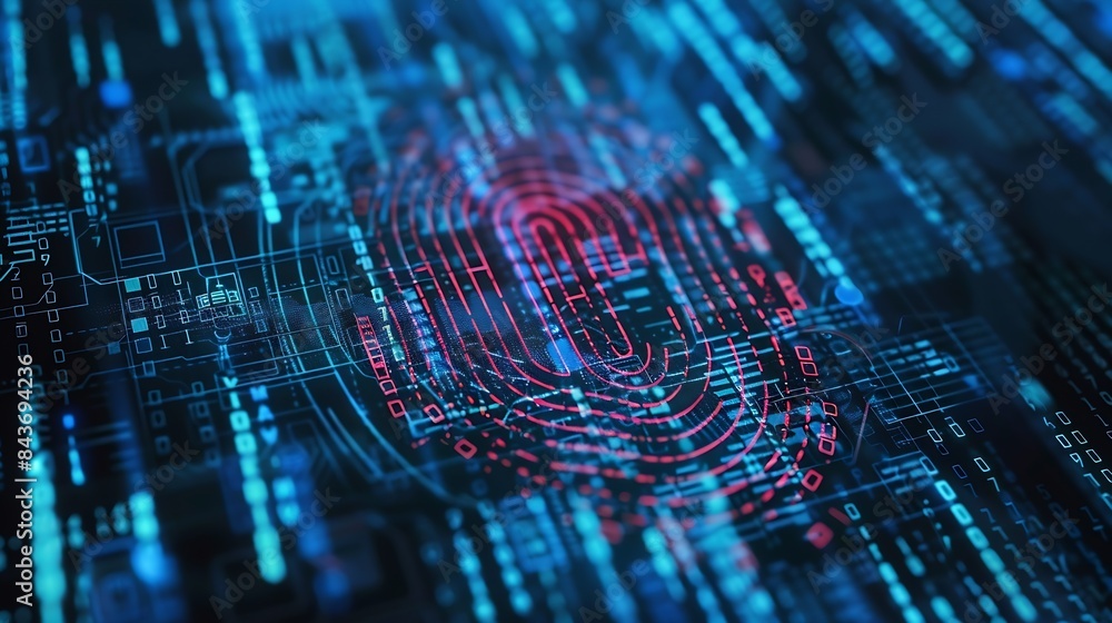 Fototapete Business and Data ProtectionBiometric security identifyai artificial intelligenceLog4j6gbig dataCyber security technology prevent unauthorized access protect business significant data : Generative AI
