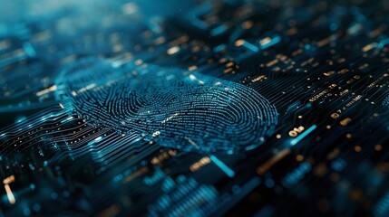 biometric fingerprint scan provides security Cyber protection Internet technology Data Security : Generative AI
