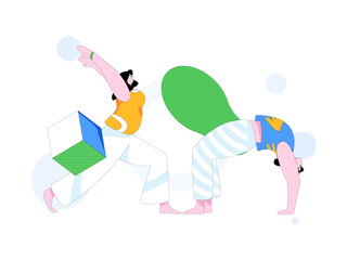 Practicing yoga, physical and mental health, flat vector character concept, operation hand drawn illustration
