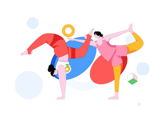 Practicing yoga, physical and mental health, flat vector character concept, operation hand drawn illustration
