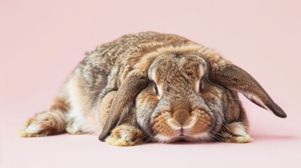Cute baby rabbit with pink background.