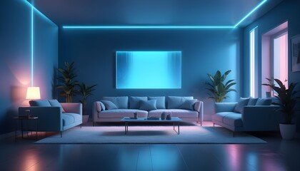 Photo interior modern design room 3D illustration