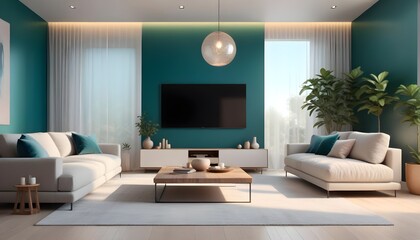 Photo interior modern design room 3D illustration
