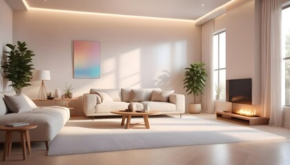 Photo interior modern design room 3D illustration