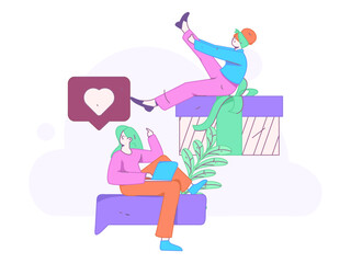 Use red envelopes to attract new customers and promote activity. Flat vector character concept illustration
