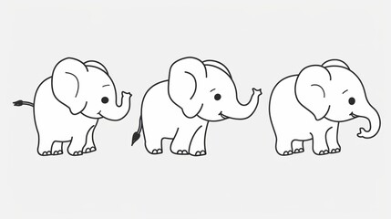 Obraz premium Elephant. Line drawing of cute animal. Baby nursery art.