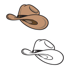 illustration of a cowboy hat. Simple design outline style. Drawing with line art style. Vector illustration
