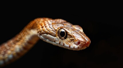 Obraz premium Ahaitulla prasina snake isolated against a black backdrop