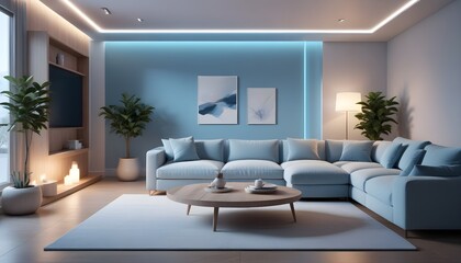 Photo interior modern design room 3D illustration