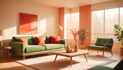 Fototapeta premium Photo interior modern design room 3D illustration