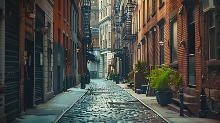 Fototapeta premium Alleys of Tribeca Neighborhood Lower Manhattan New York City : Generative AI