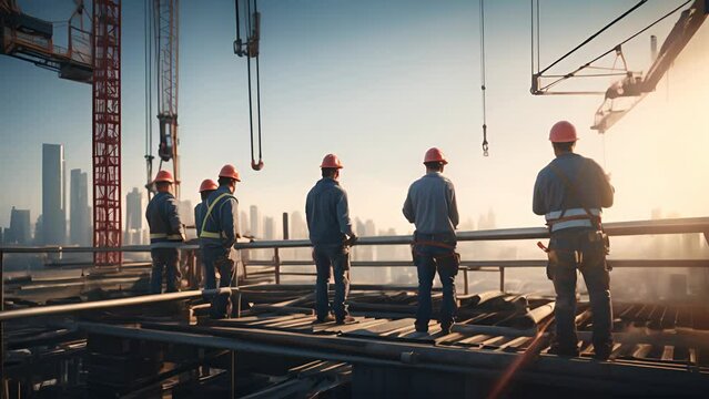 Construction Engineer Monitoring Elevated Worksite