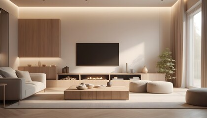 Photo interior modern design room 3D illustration