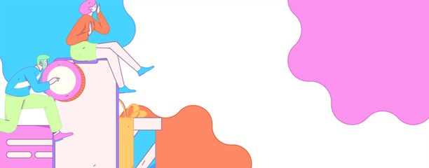 Use red envelopes to attract new customers and promote activity. Flat vector character concept illustration
