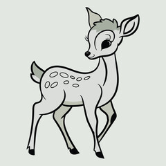 Vector Hand-drawn cute deer outline illustration 
