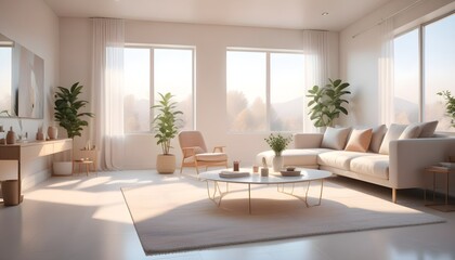 Photo interior modern design room 3D illustration