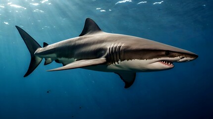Fototapeta premium A scene of a huge shark going under the beautiful sea