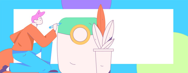 Use red envelopes to attract new customers and promote activity. Flat vector character concept illustration
