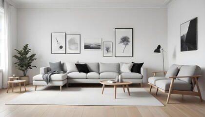 Photo interior modern design room 3D illustration