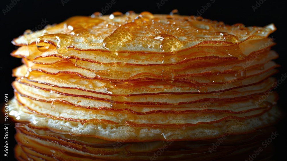 Aufkleber x-ray scan of a stack of pancakes, displaying the layers and texture of each pancake.