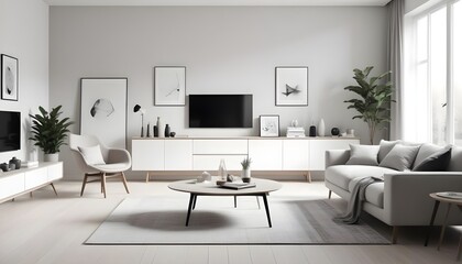 Photo interior modern design room 3D illustration