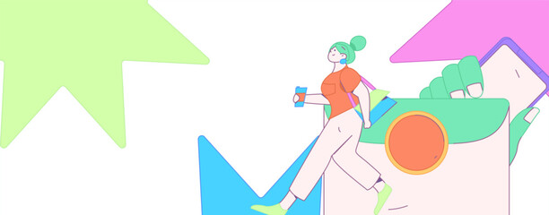 Use red envelopes to attract new customers and promote activity. Flat vector character concept illustration
