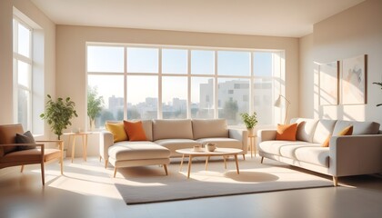 Photo interior modern design room 3D illustration