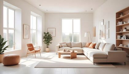 Photo interior modern design room 3D illustration