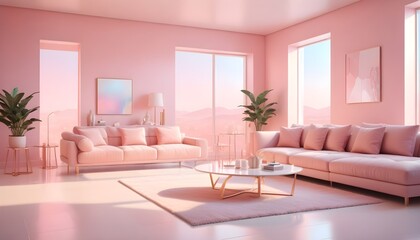 Photo interior modern design room 3D illustration