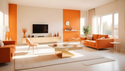 Photo interior modern design room 3D illustration