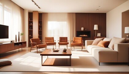 Fototapeta premium Photo interior modern design room 3D illustration